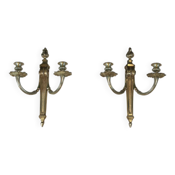 Pair of Louis XVI style bronze wall sconces