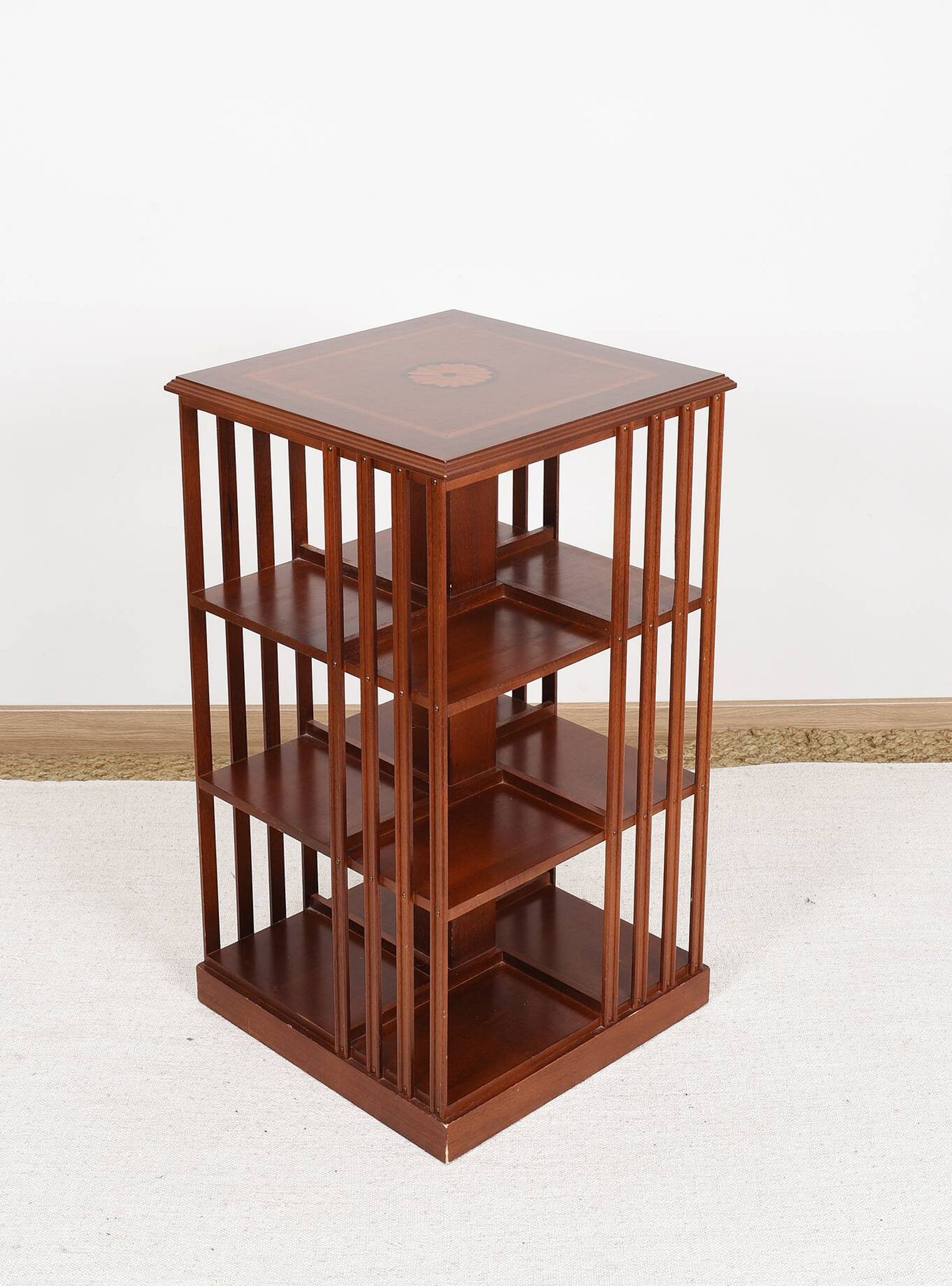 Revolving bookcase, rotating furniture (book mill), mahogany, three floors.