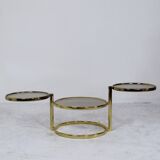 Mid century brass plated 3-tier swivel coffee table after Milo Baughman