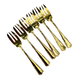 6 vintage golden metal dessert forks