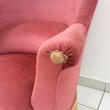 Toad in powder pink velvet armchair