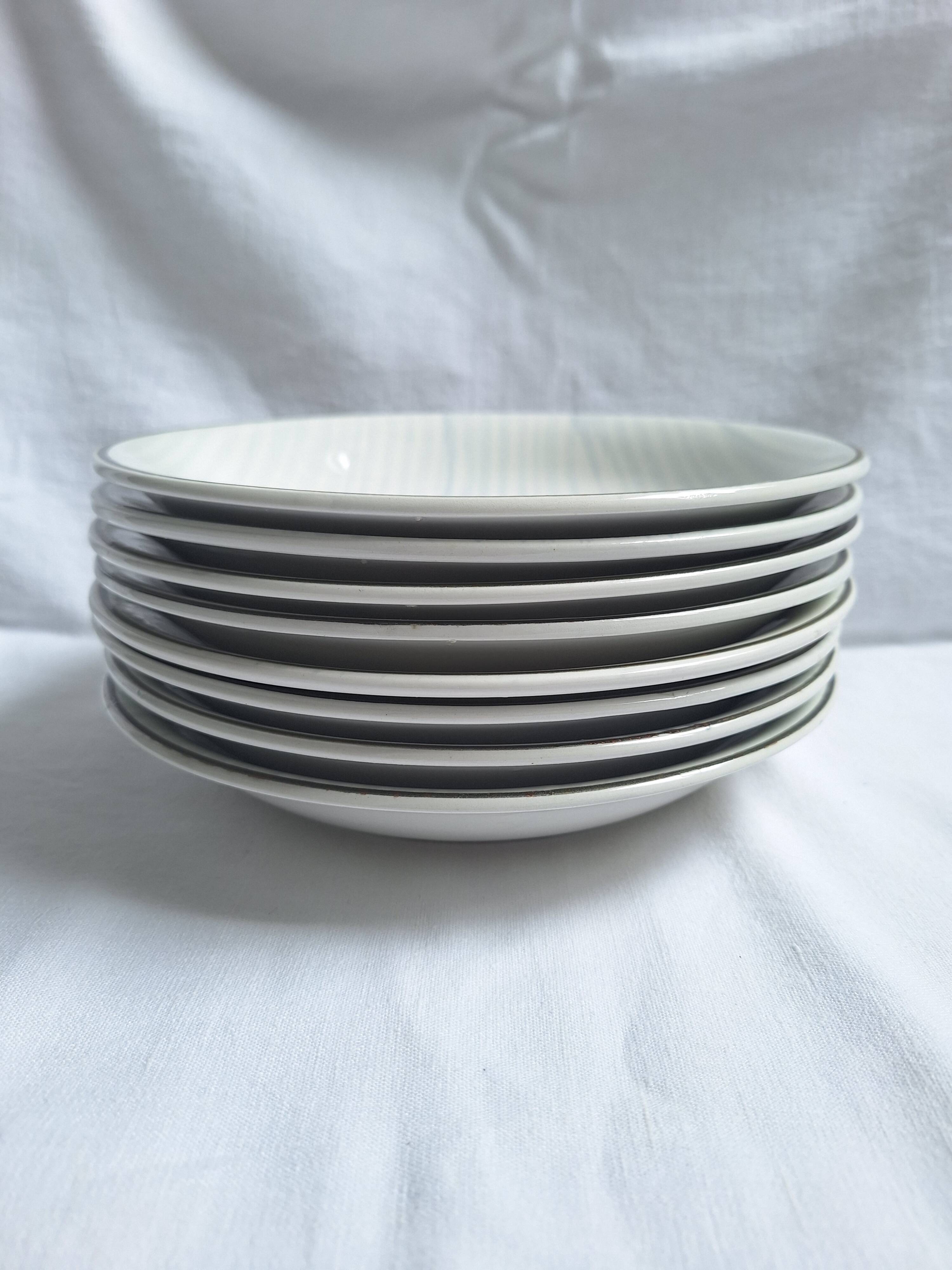 Deep plates / Salad plates with flower design, Sarreguemines model Emilie