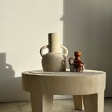 Coffee table, quadripod coffee table in solid monoxyl wood, white color D: 62.5cm