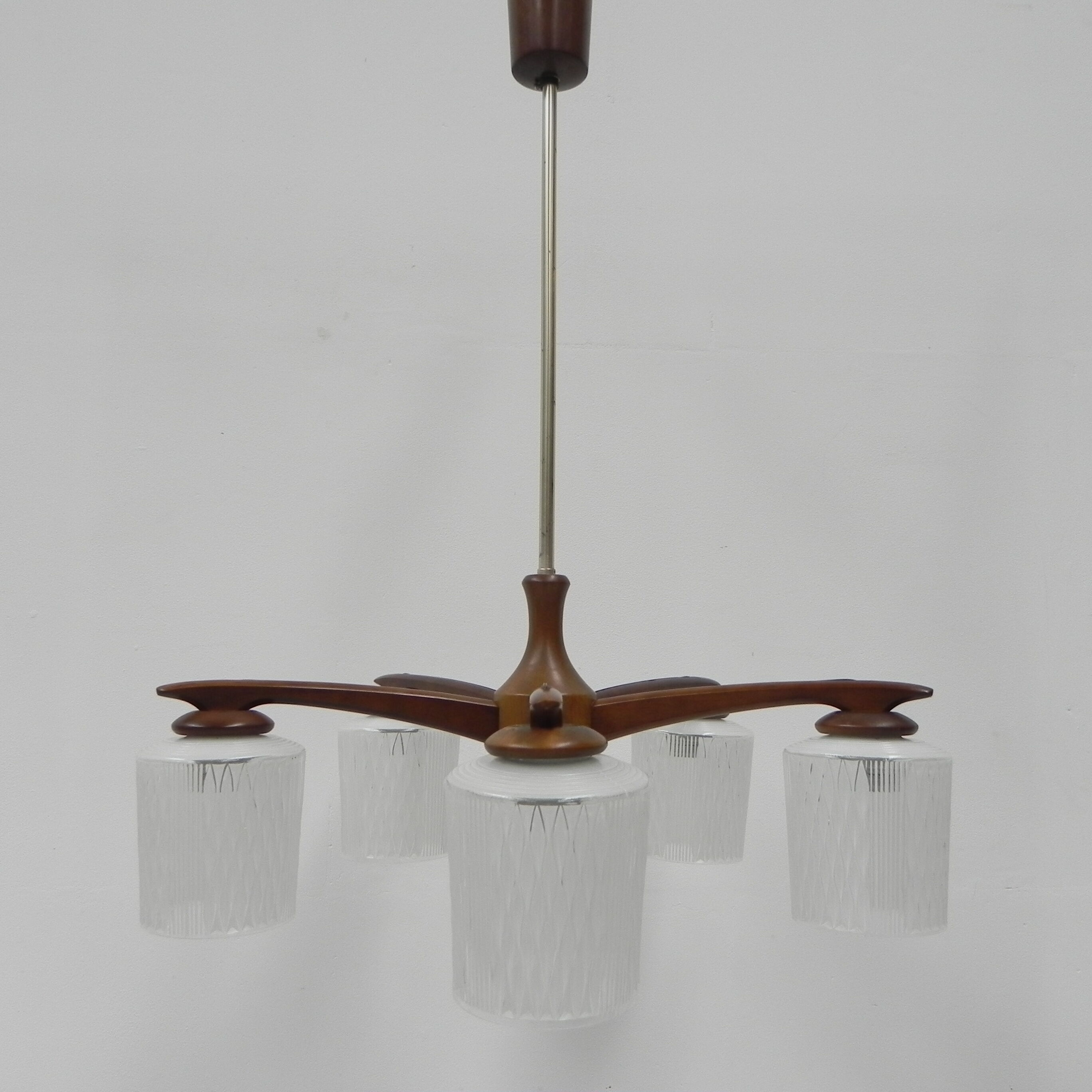 Vintage hanging lamp with 5 glass shades