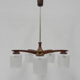 Suspension vintage avec 5 abat-jours en verre