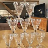 10 vintage cut glass water glasses
