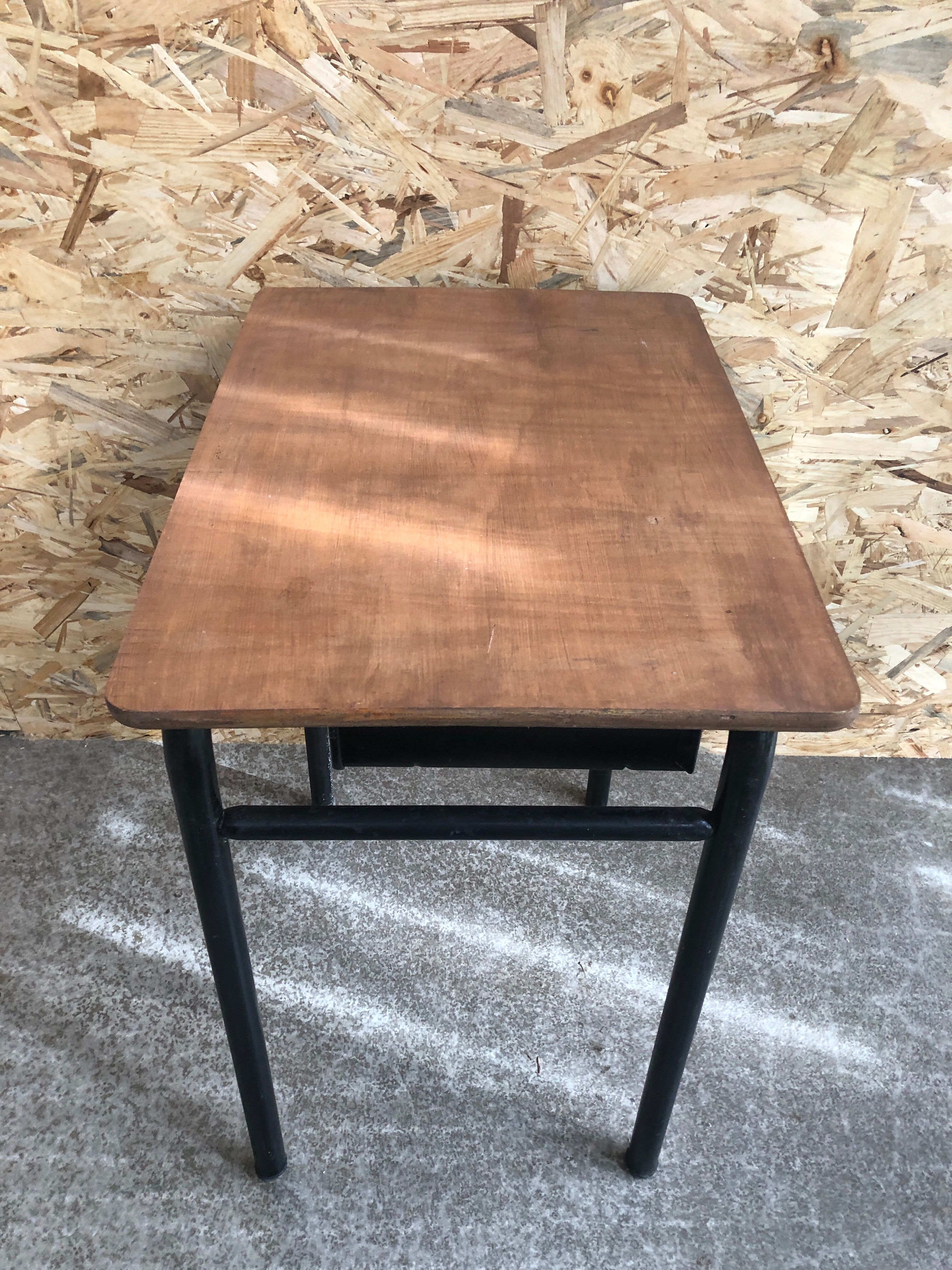 Old desk single desk child metal box + vintage wood tray #6