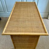 Bamboo & rattan wicker desk with 5 drawers by Dal Vera, Italy, 1970s