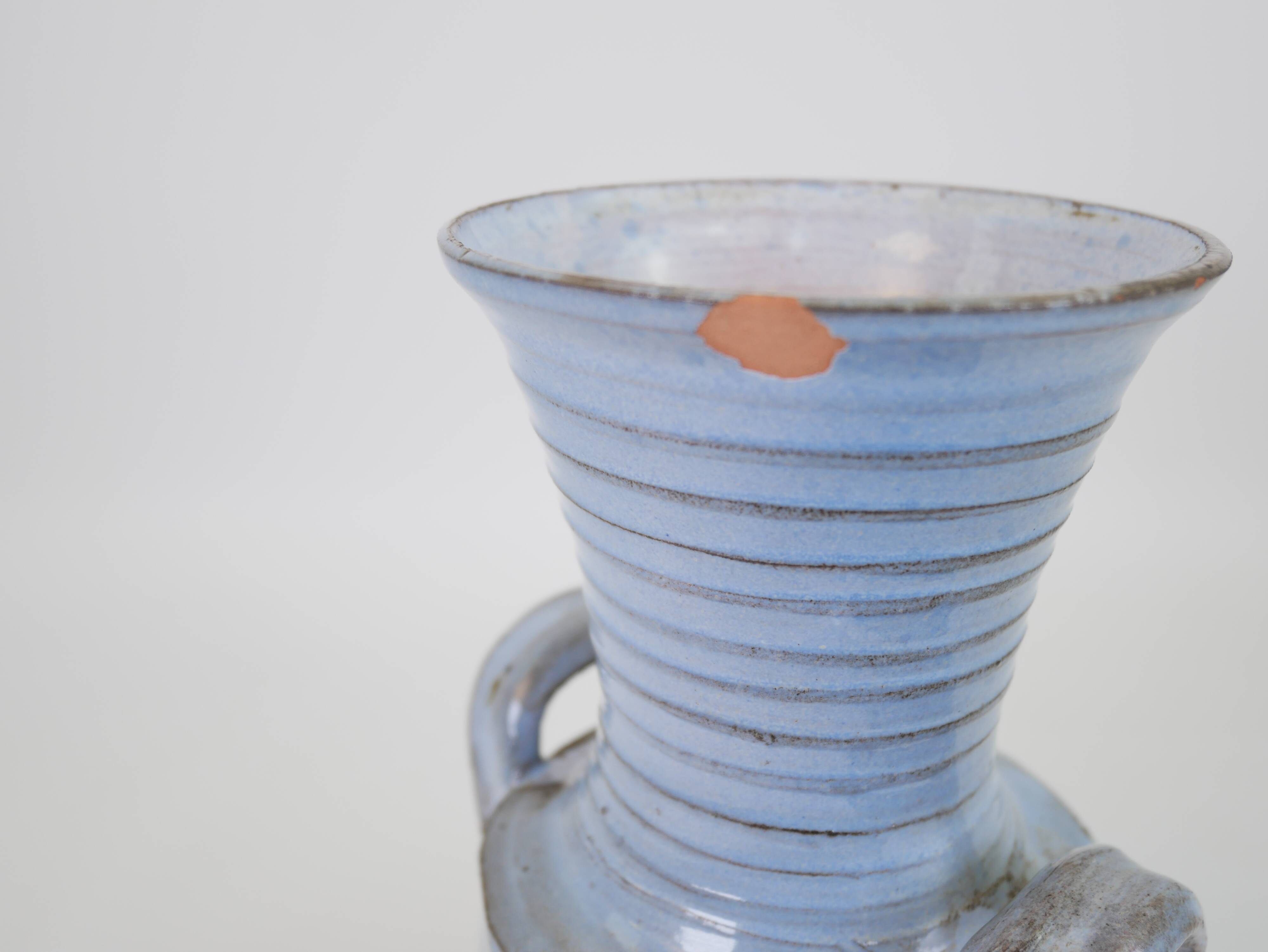 Sky blue glazed ceramic vase
