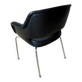 Armchair with leather and chrome armrests