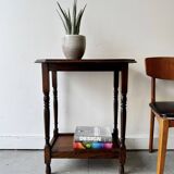 Table d'appoint ancienne en bois à 2 niveaux