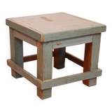 Antique Burmese teak bedside table with original blue patina