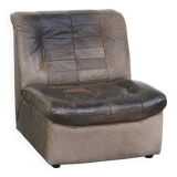 Gray leather design armchair from the 70s