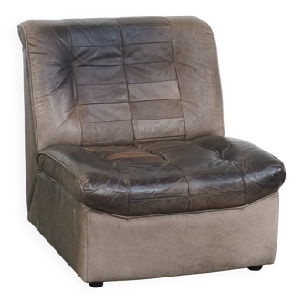 Gray leather design armchair from the 70s