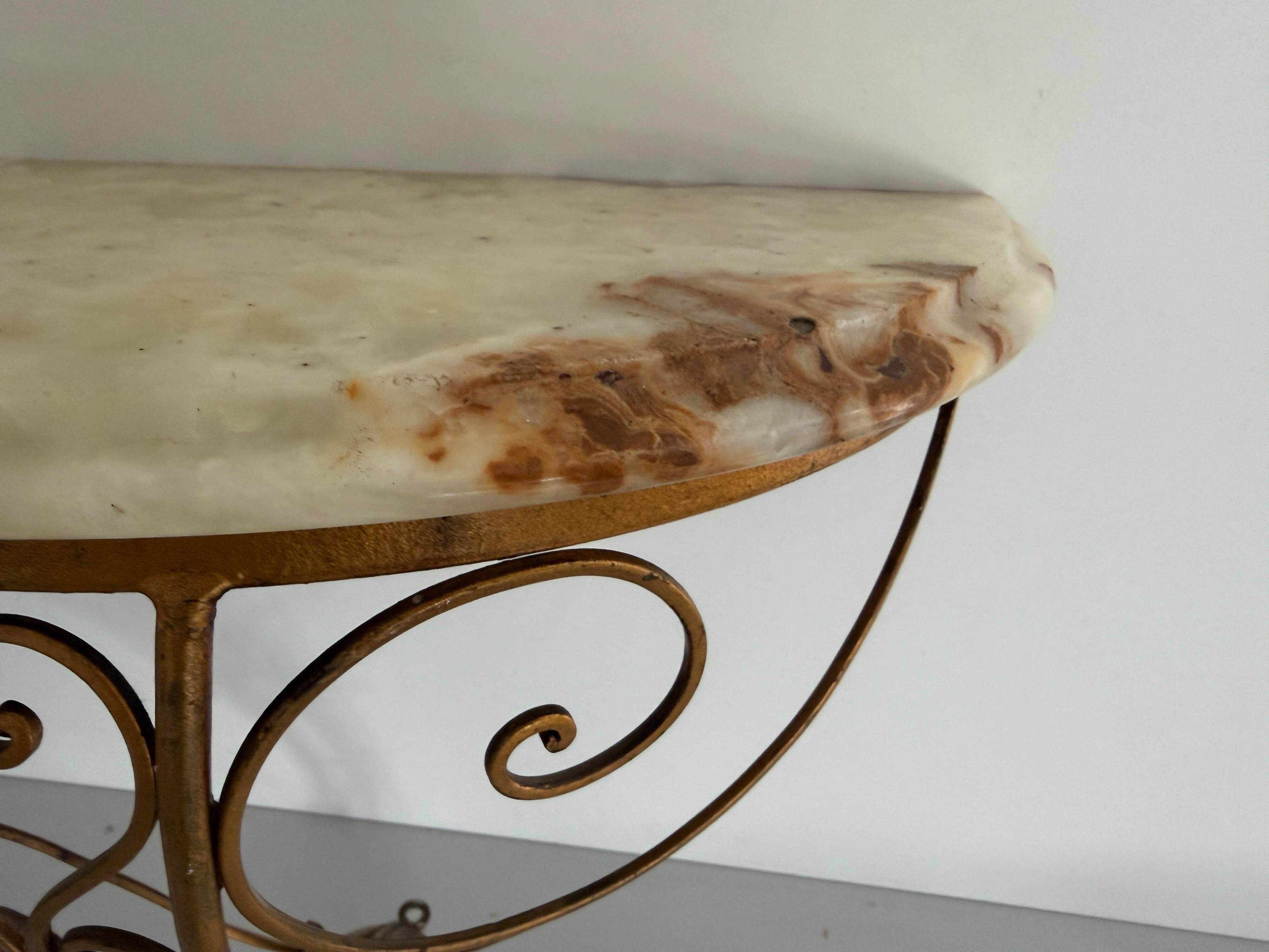Mid-century floating wall console in wrought iron, 1950, Italy