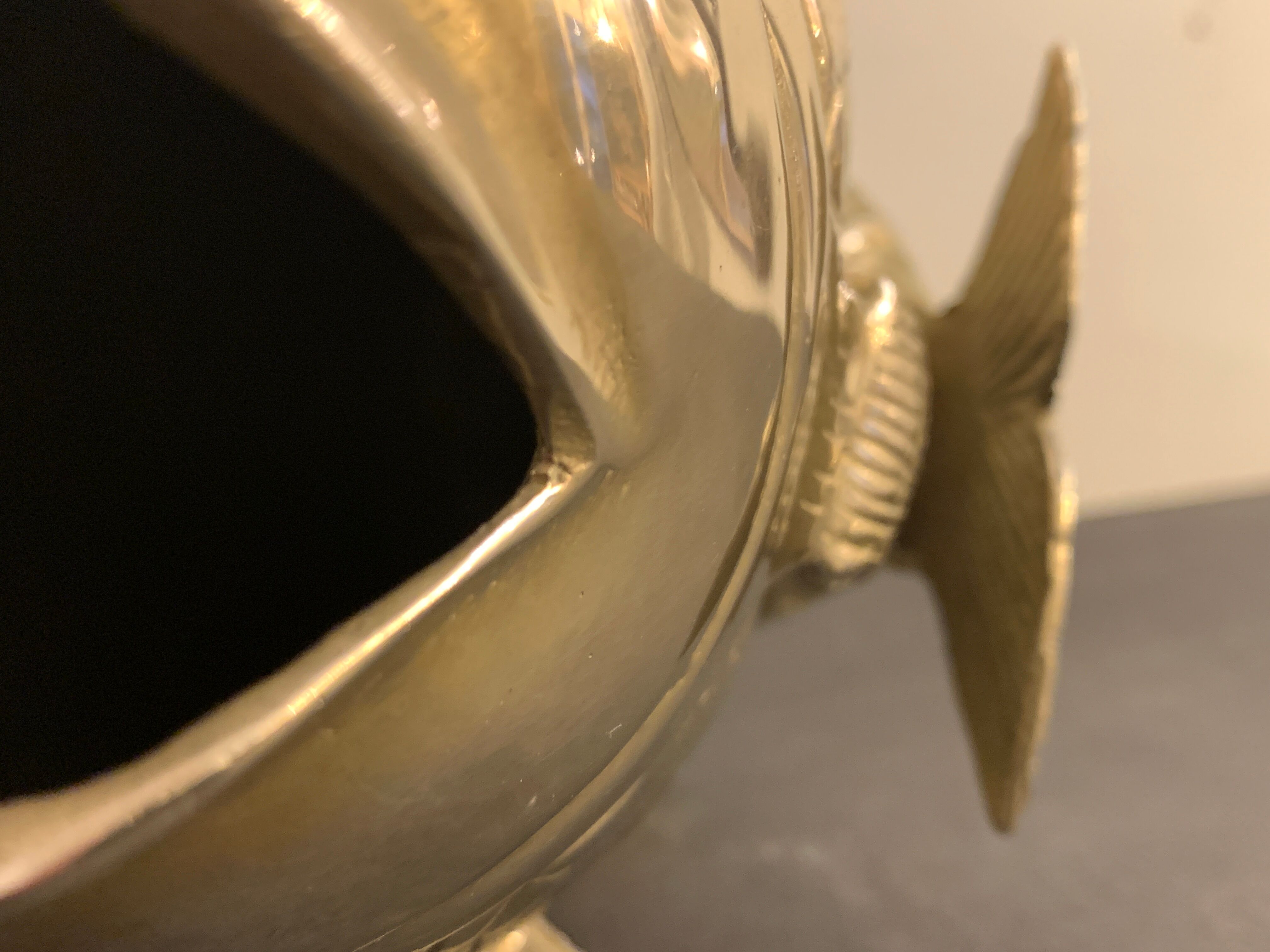 Koi fish vase, solid brass carp, Japan, late nineteenth century