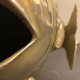 Koi fish vase, solid brass carp, Japan, late nineteenth century