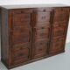 Antique french oak apothecary / filing cabinet folding doors, late 19th century