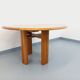 Table à manger ronde vintage Seltz des années 70 80 en orme blond massif