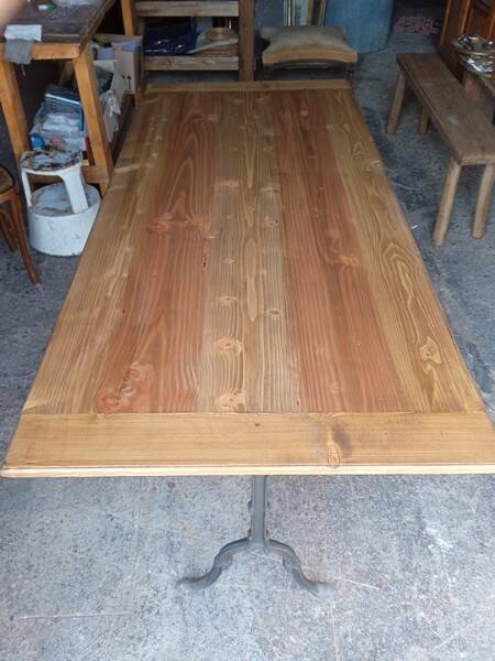 Grande Table bistrot familiale plateau bois 190cm