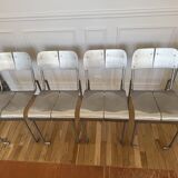 Postmodern Architectural Chairs in Stainless Steel, France, 1980