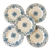 5 assiettes plates Terre de Fer Sarreguemines modèle "Estrèes" XIXème