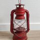 Vintage red retro patinated kerosene lamp