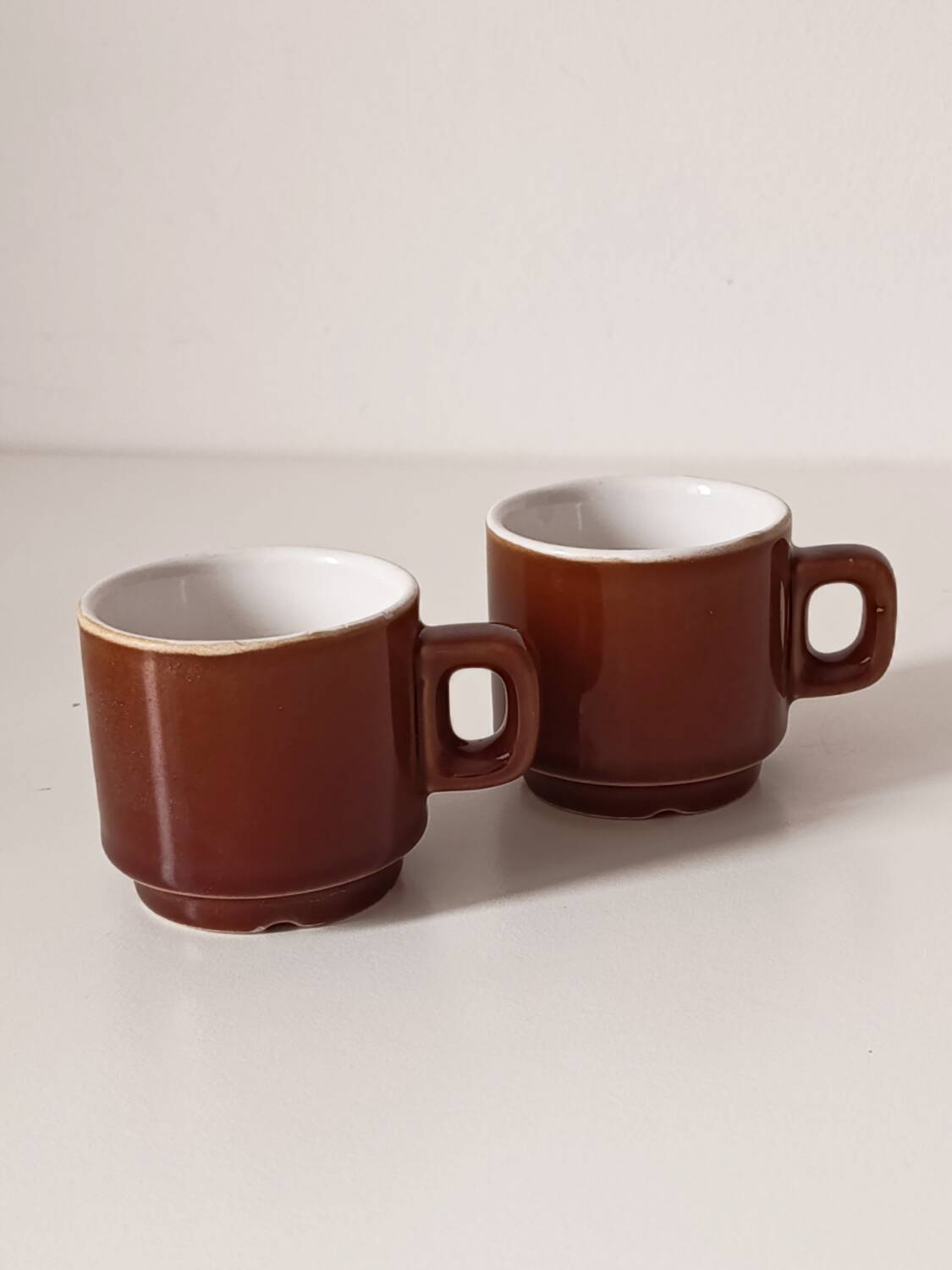 Set of 2 espresso cups, vintage bistro cups