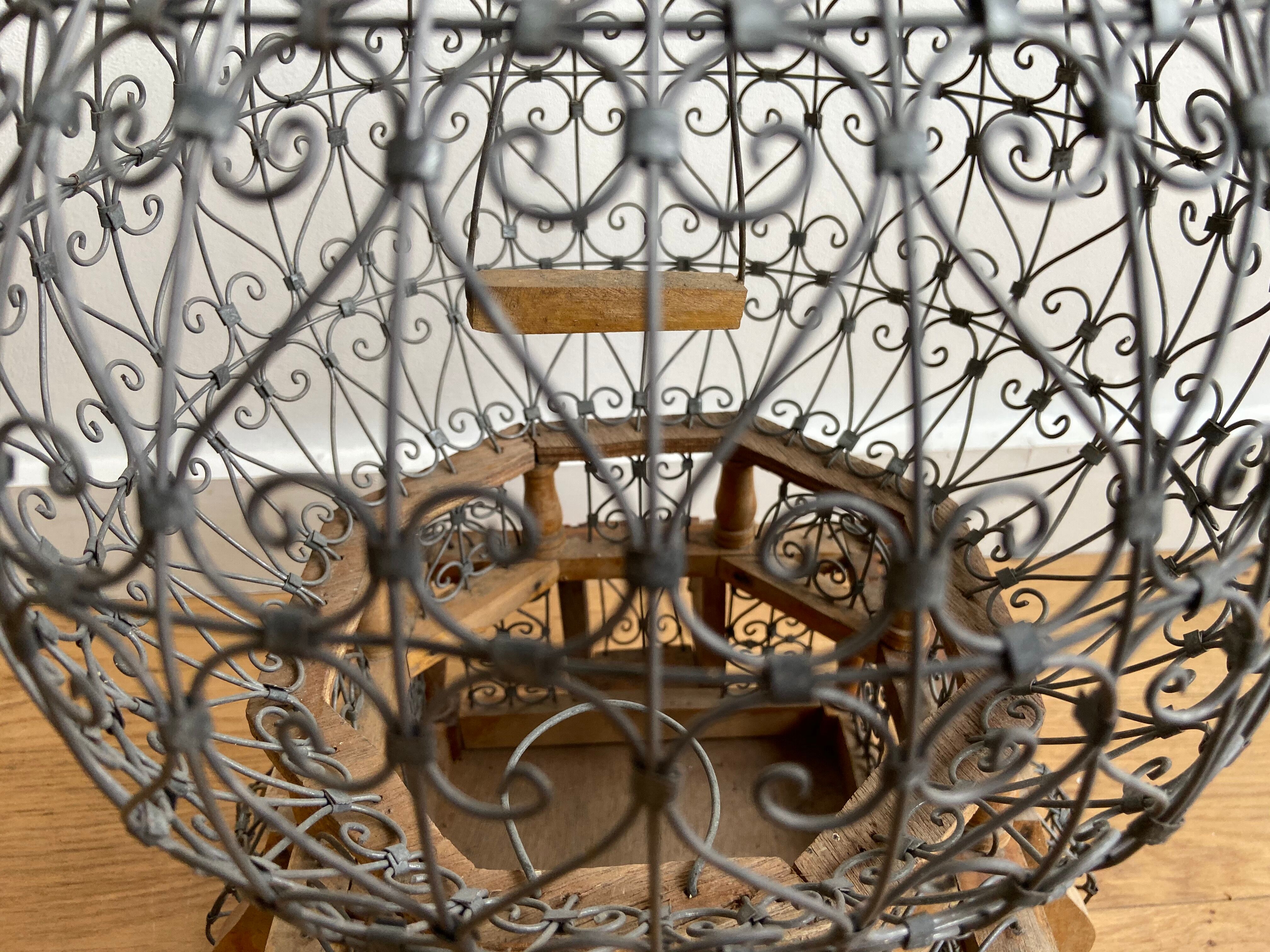 Wooden and metal birdcage