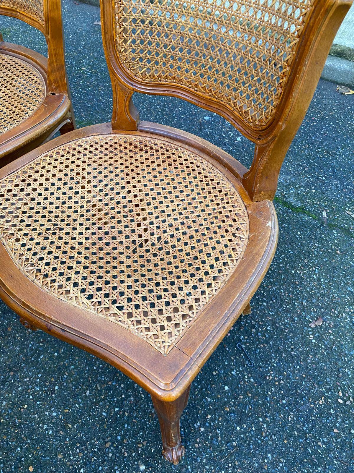 6 Louis XV cane chairs in solid wood from the 1950s