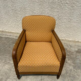 Art deco armchair in wood and fabric