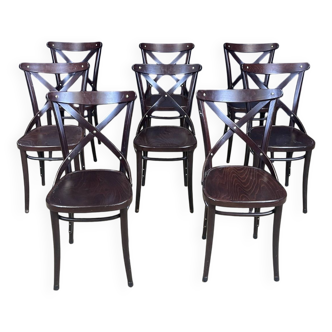 Lot de 8 chaises bistrot Ton modèle Joséphine bois foncé