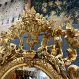 Mirror With Putti In Golden Wood From Napoleon III Period 1m96 X 1m33