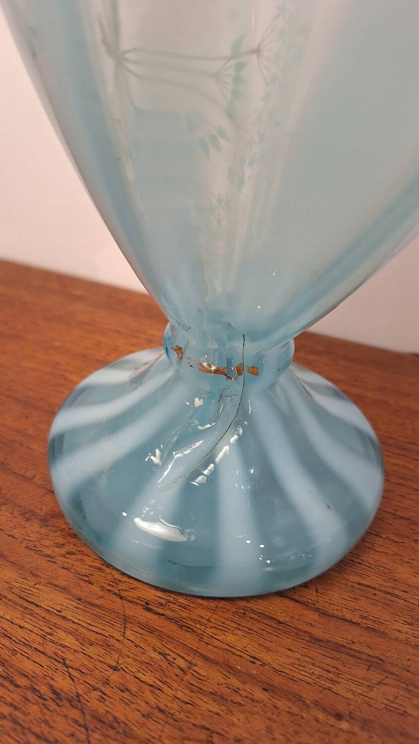 Vase made of bluish glass paste