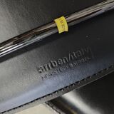 Vintage black leather dining chairs by Arrben Italy, 1980s - set of 4