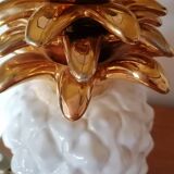 Vintage white and gold ceramic pineapple lamp