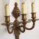 Magnificent Pair French Antique Bronze Triple Wall Lights Urn & Swag Detail