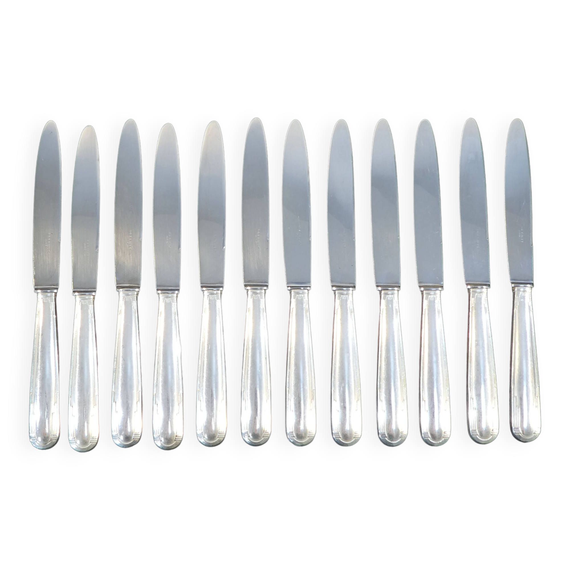 12 dessert knives orbrille in silver metal stainless steel blade
