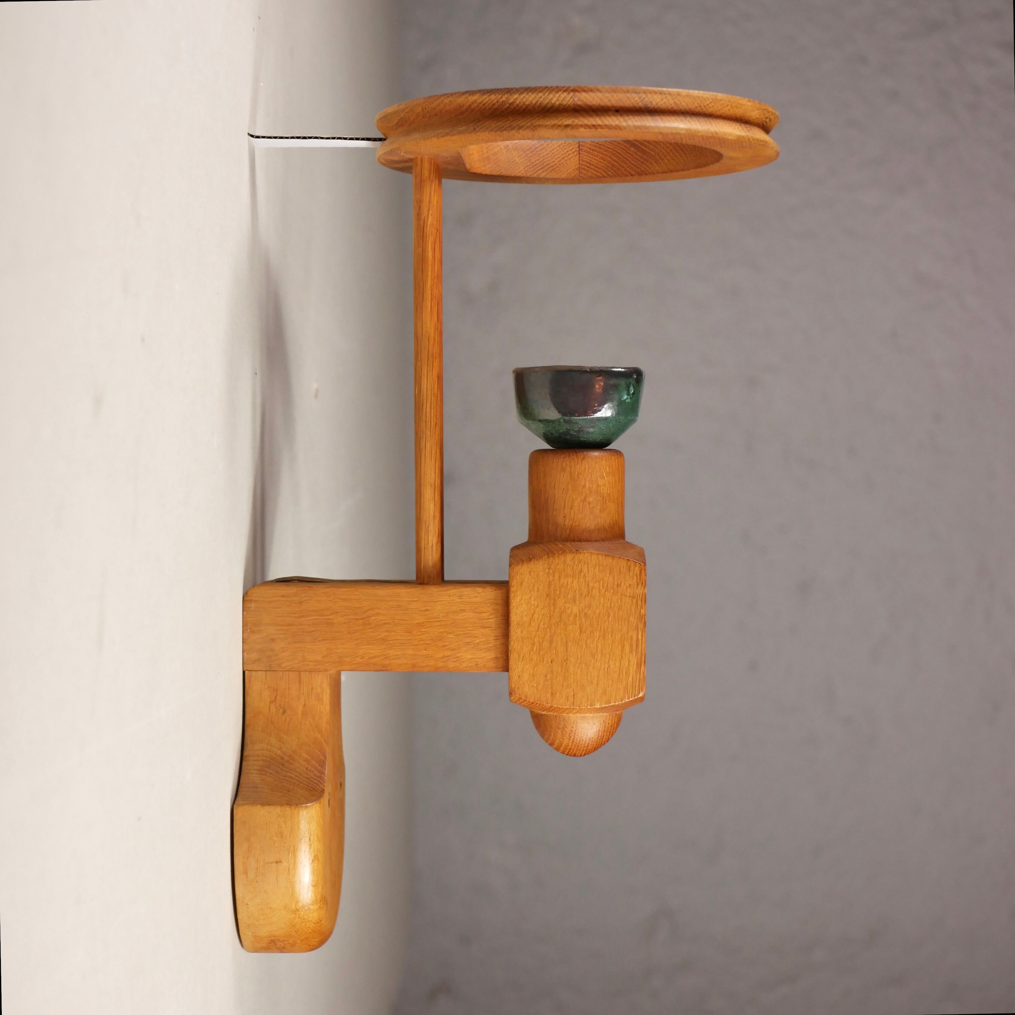 Wall lamp in oak and ceramic Guillerme and Chambron
