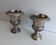 Pair of Médicis style champagne buckets in silver-plated metal.