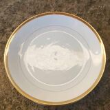 Set of 6 flat plates in Foëcy porcelain with golden epi border