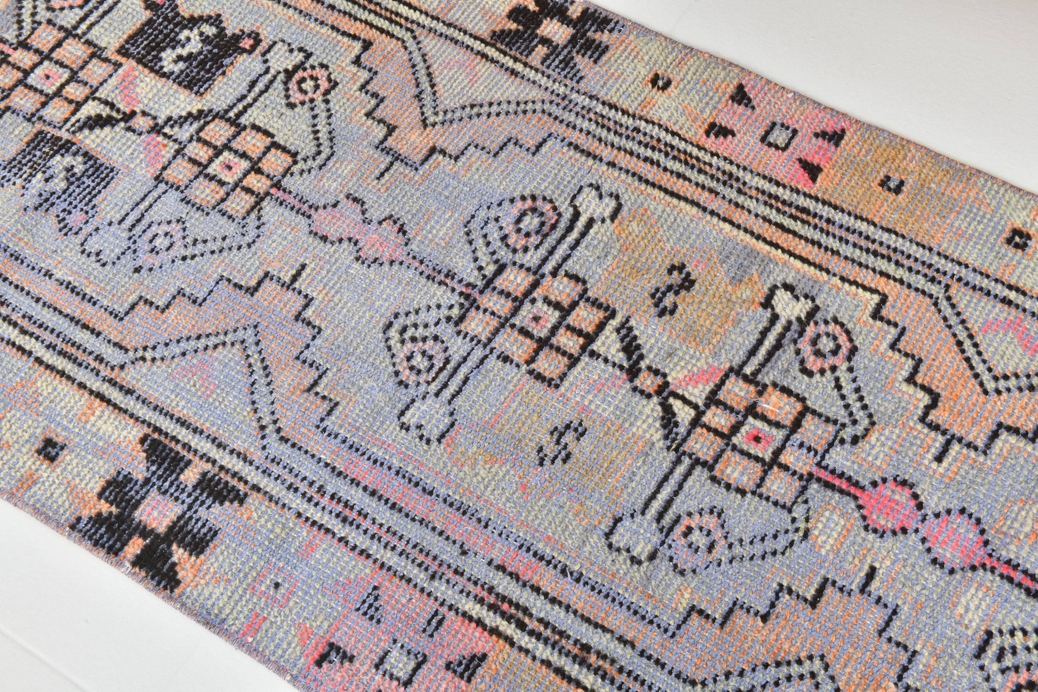 Tapis de couloir vintage bleu clair