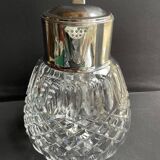Important jug with ice reserve in cut crystal and silver-plated metal