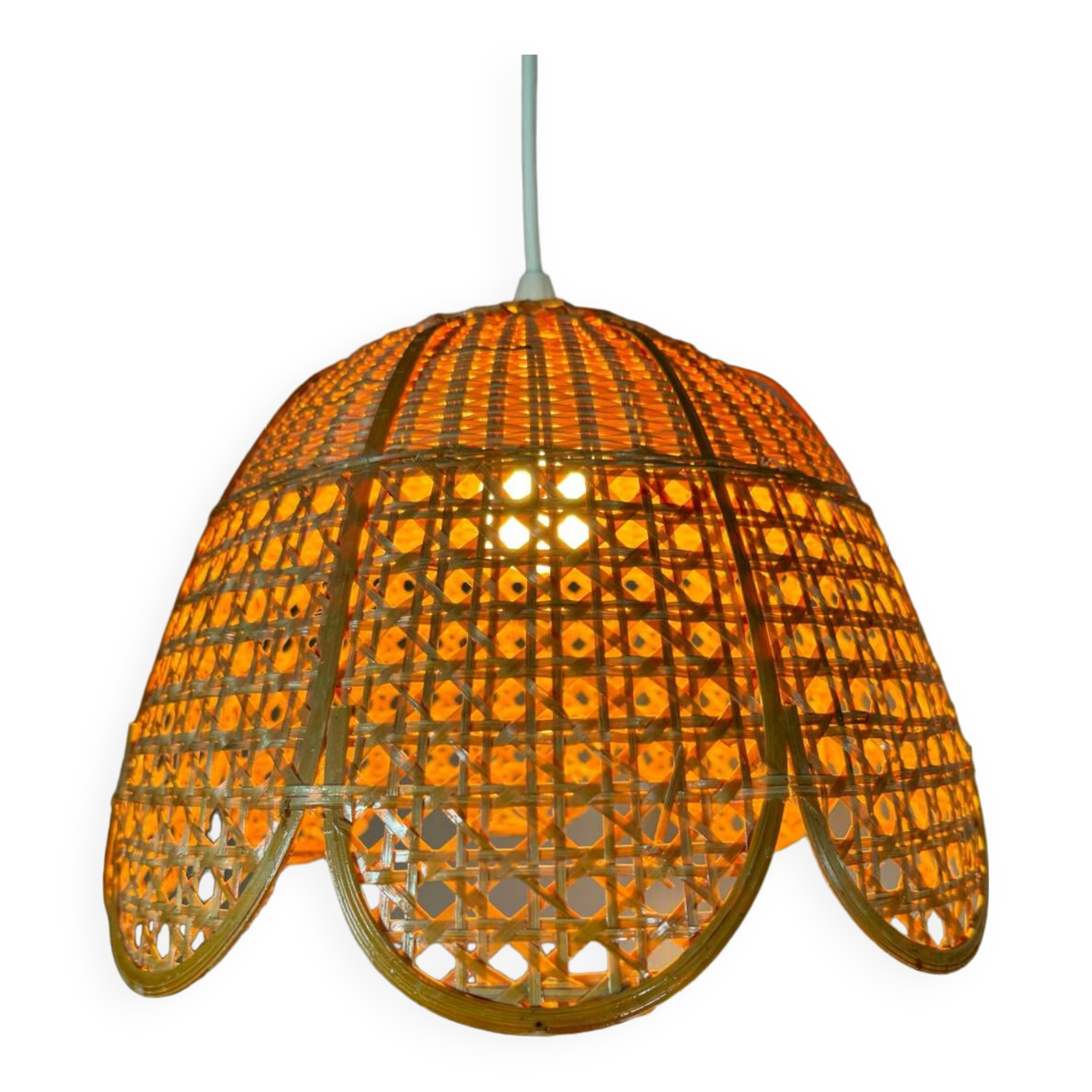 60s rattan flower chandelier