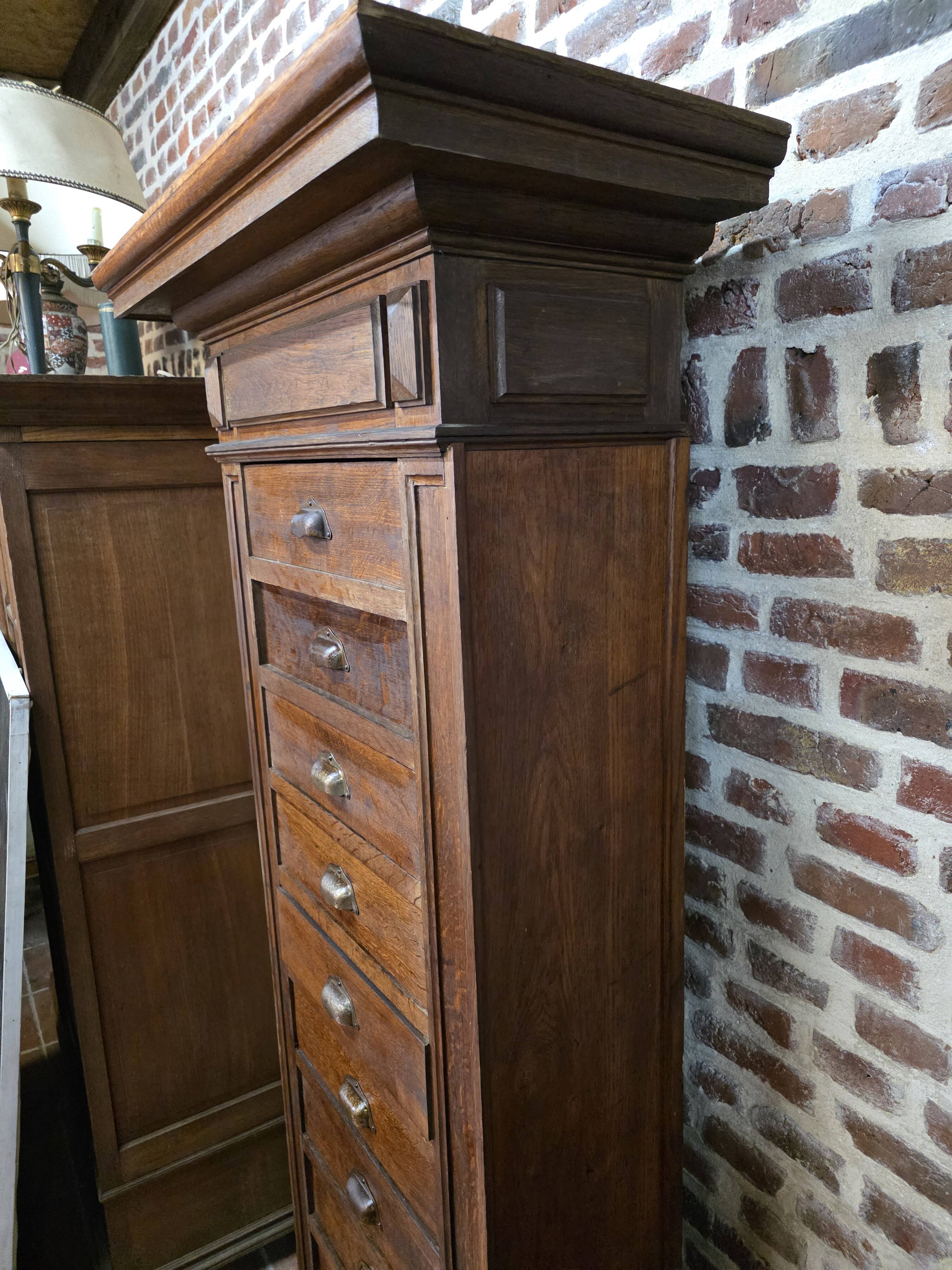 11-drawer solid oak craft cabinet