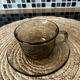 6 smoked glass coffee cups Arcoroc