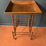 Table d'appoint en bois Napoléon III, table plateau à roulettes, XIXème