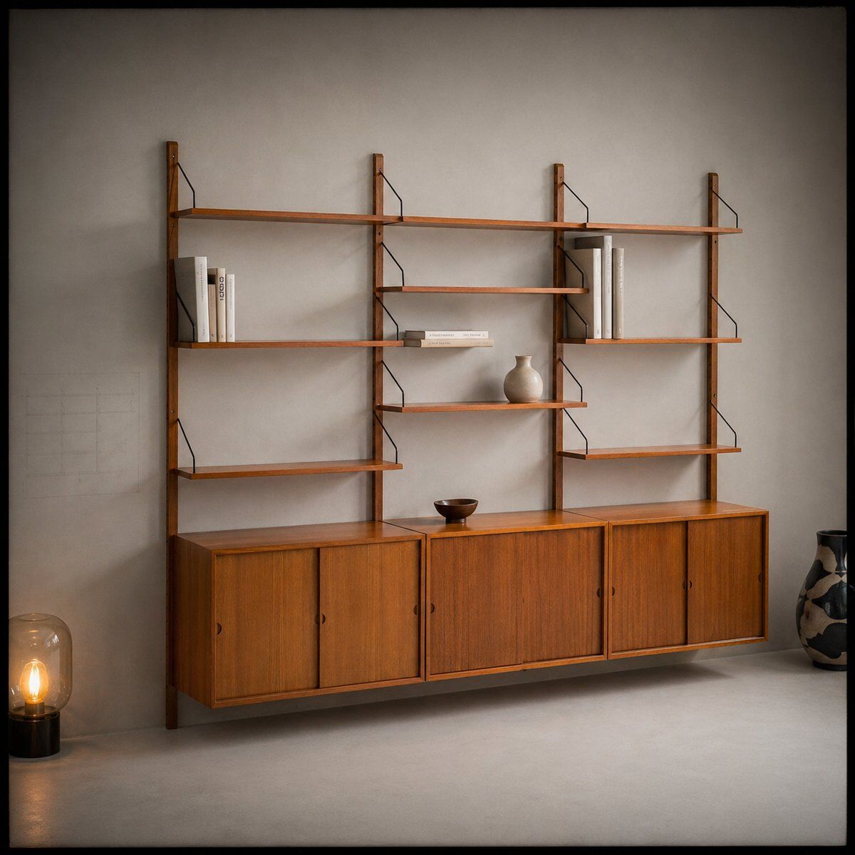 Modular wall storage system by Poul Cadovius for Cado, 1960s