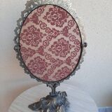 Mirror on foot, swivel, brass, mid-late nineteenth, rock style.