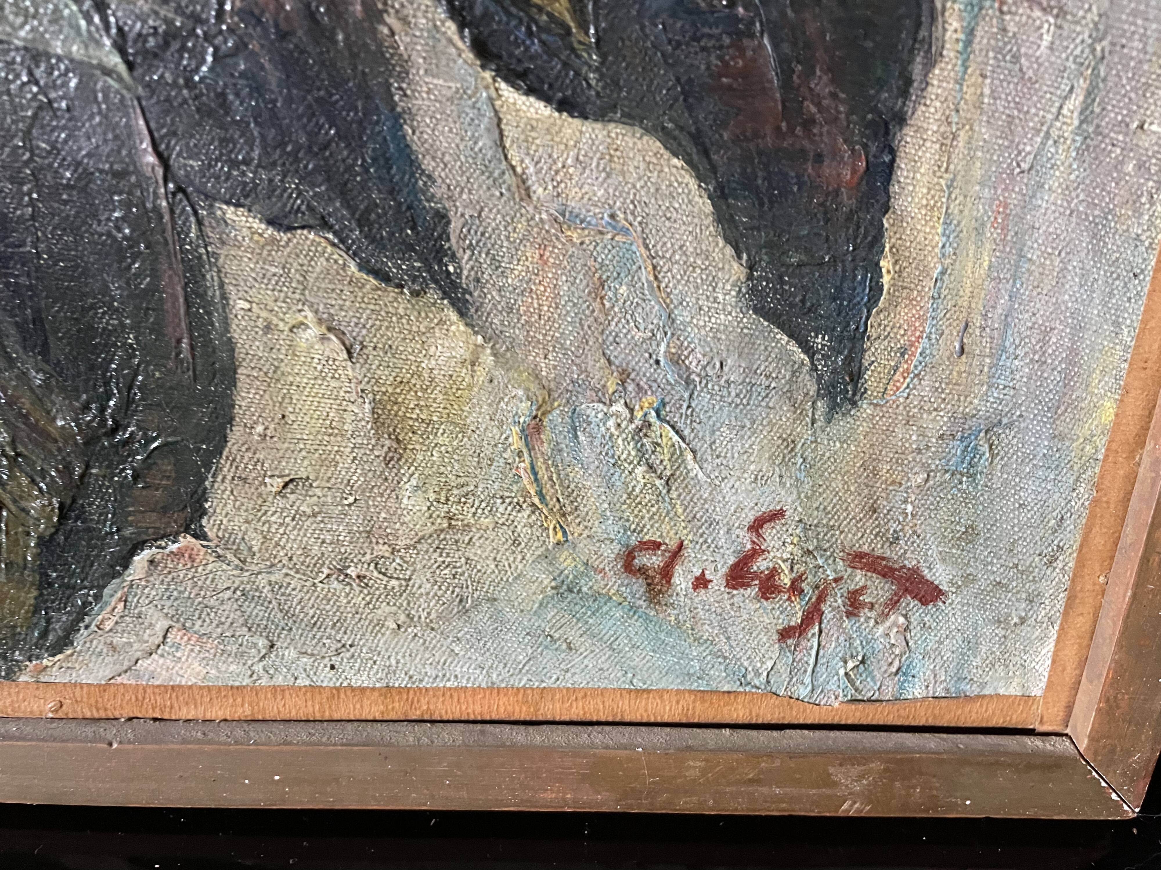 "Sunflowers" Oil on canvas signed